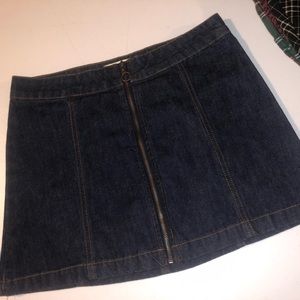 Altar’d State Front Zip Dark Wash Denim Skirt